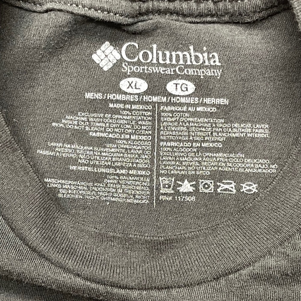Columbia Mens‎ Graphic T-Shirt Black XL Sunset Mountain Logo Cotton Tee